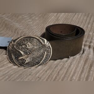 Red Herring Real Leather Vintage-Style Eagle Buckle Belt Small 27-31" NWT